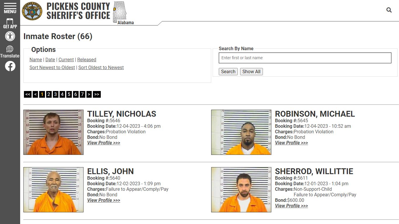 Inmate Roster (70) - Pickens County Sheriff's Office